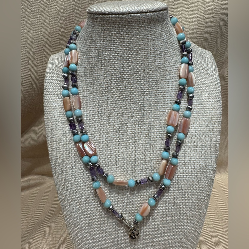 Carolyn Pollack Amethyst MOP Chalcedony Beaded Necklace CP31U